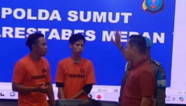 Kasat Reskrim Polrestabes Medan, Kompol Jama Kita Purba tanyai pelaku.(ist)