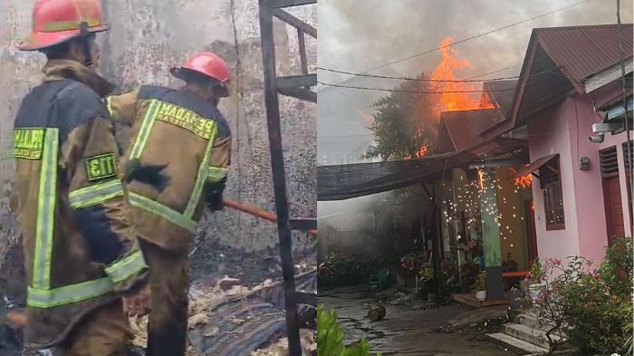 Satu rumah milik warga yang ada di Lingkungan XIV, Kelurahan Sunggal, Kecamatan Medan Sunggal, Kota Medan ludes terbakar, Rabu (10/4/2024) pagi.