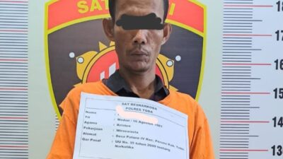 RG, sopir mobil pengguna sabu ditangkap petugas Sat Res Narkoba Polres Toba.