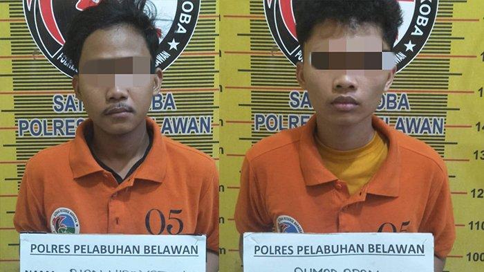 Dua pemuda pengedar sabu masing-masing Adam dan Rian diringkus petugas Sat Res Narkoba Polres Pelabuhan Belawan di Marelan.