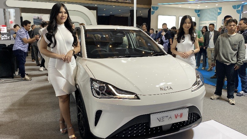 Mobil Listrik Neta V-II Resmi Diperkenalkan di PEVS 2024, Dijual Rp200 Jutaan. Foto: MNC Media.