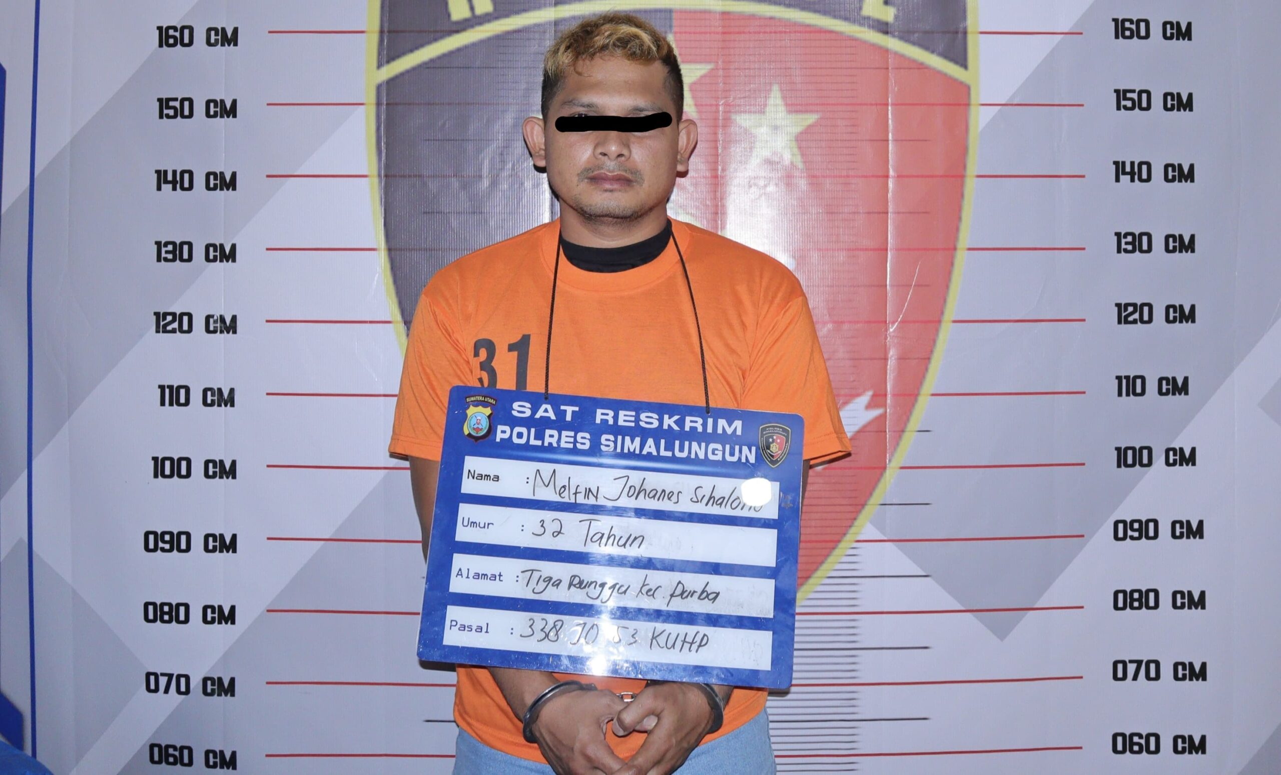 Melfin Johannes Sihaloho (32), tersangka penembakan terhadap pengunjung warung kopi di Tigarunggu, Kecamatan Purba, Kabupaten Simalungun ditangkap petugas Unit Jatanras Sat Reskrim Polres Simalungun.