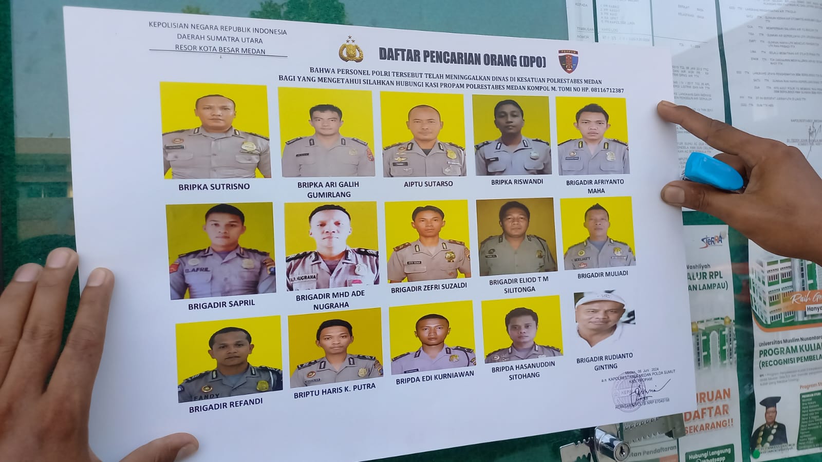 Sebanyak 15 personel Polrestabes Medan masuk daftar pencarian orang (DPO).