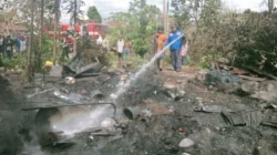 Rumah milik pasangan Edison Saing dan Rusmala Nainggolan di Desa Parbuluan III, Kecamatan Parbuluan, Kabupaten Dairi ludes terbakar, Rabu (17/7/2024).