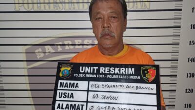 Edi Siswanto alias Brando (62), preman kolot pemabuk yang sempat melakukan pemalakan dan penganiayaan terhadap A Loan (69), pemilik toko bayi di Jalan Madong Lubis, Kota Medan akhirnya ditangkap.