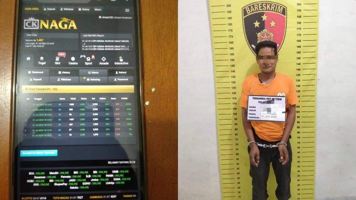 Petugas Unit Reskrim Polsek NA IX-X menangkap AH (43), penulis togel di Desa Perkebunan Berangir, Kecamatan NA IX-X, Kabupaten Labuhanbatu.