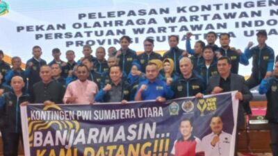 Pj Gubsu Agus Fatoni, dan Ketua PWI Sumut, Farianda Putra Sinik poto bersama.(ist