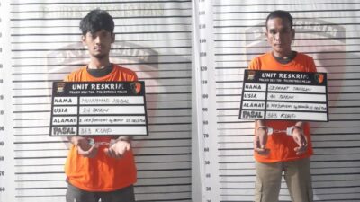 Sepakat Tarigan dan M Iqbal, dua pencuri yang ditangkap petugas Polsek Delitua usai membobol rumah warga.