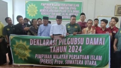 PW Persatuan Islam (PI) bersama kader menyampaikan pernyataan sikap dukung Pemilu Damai 2024.(ist)