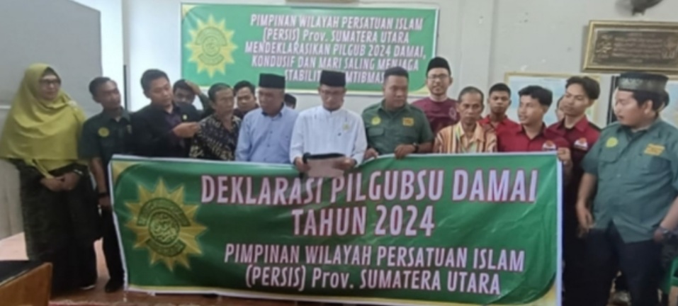 PW Persatuan Islam (PI) bersama kader menyampaikan pernyataan sikap dukung Pemilu Damai 2024.(ist)