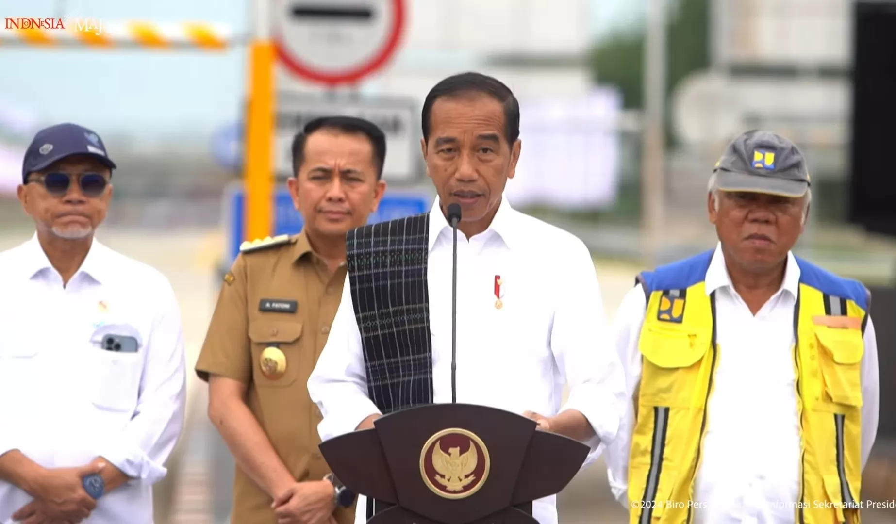 Presiden RI Joko Widodo saat meresmikan tiga jalan Tol Trans Sumatera, Selasa (10/9/2024).