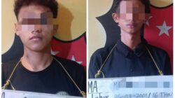 RD (17) dan MAF (16), dua anggota geng motor yang berencana melakukan aksi tawuran ditangkap personel Polres Pelabuhan Belawan.