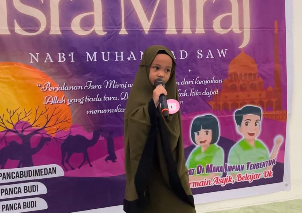 Salah seorang peserta lomba peringatan Israk Mikraj PG/TK Panca Budi Medan./ist