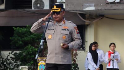 Kapolrestabes Medan, Kombes Pol Gidion Arif Setyawan pimpin apel.(ist)