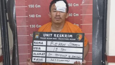 Rehan Steven Sarumaha, satu dari dua pelaku maling motor digebuki saat ketahuan beraksi di Universitas Darma Agung.
