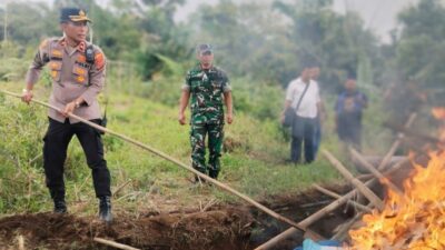 Petugas gabungan musnahkan lapak judi dan narkoba. (ist)