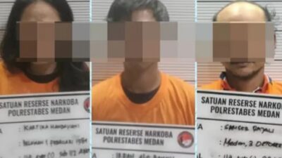 Polrestabes Medan Ringkus IRT dan Dua Pria Jual Sabu-sabu