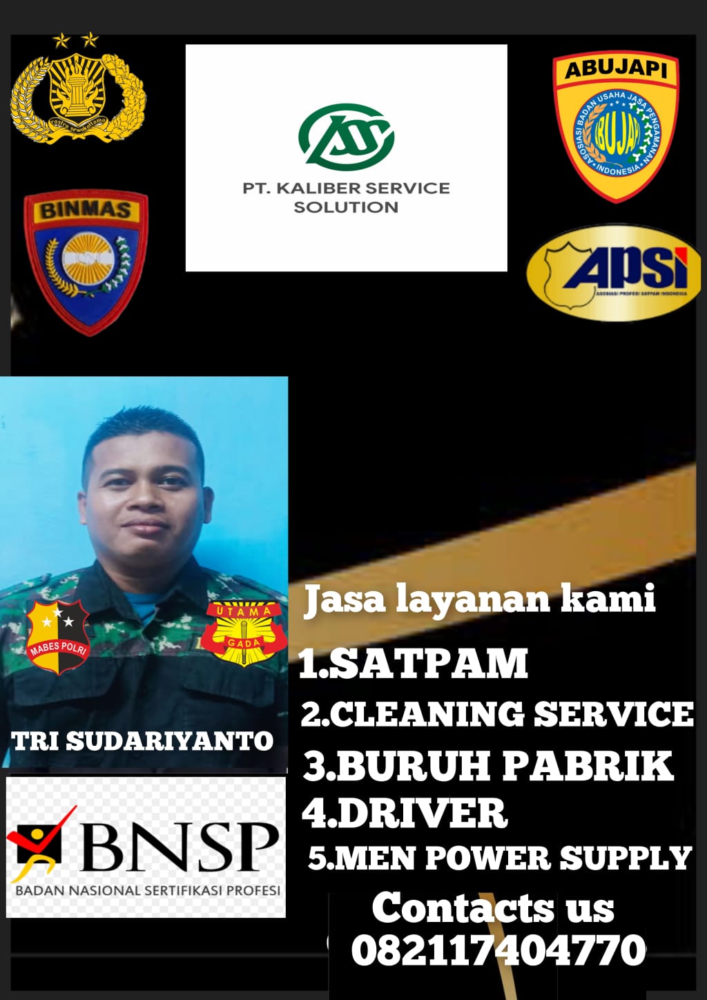 Terduga pelaku penipuan/penggelapan, Tri Sudariyanto yang mengiming-imingi korbannya untuk dimasukkan kerja sebagai sekuriti.