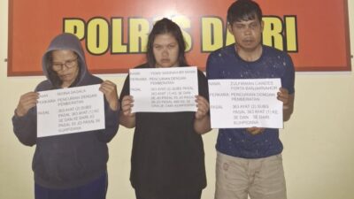 Tiga tersangka pembobol rumah yang ditangkap petugas Sat Reskrim Polres Dairi.