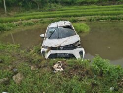 Kecelakaan Tunggal, Mobil Daihatsu Terjun ke Sawah di Toba