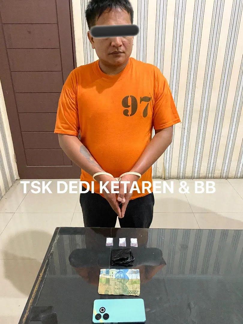 Dedi Ketaren, pengedar sabu yang dditangkap petugas Sat Res Narkoba Polres Karo.