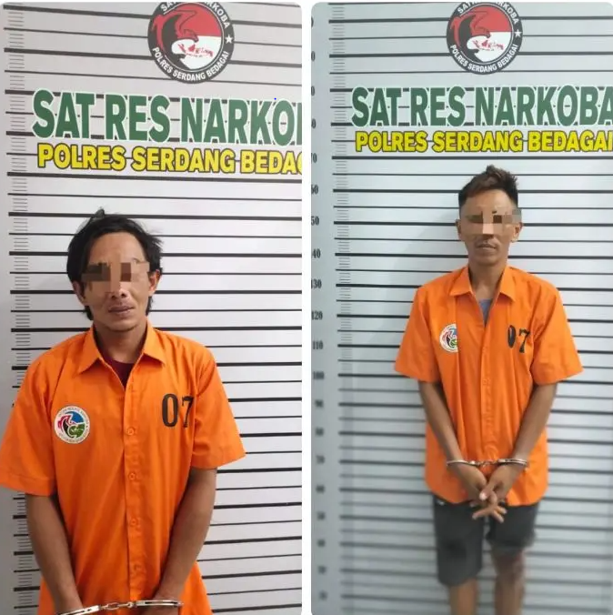 Dua pengedar narkoba yang ditangkap petugas Sat Res Narkoba Polres Sergai
