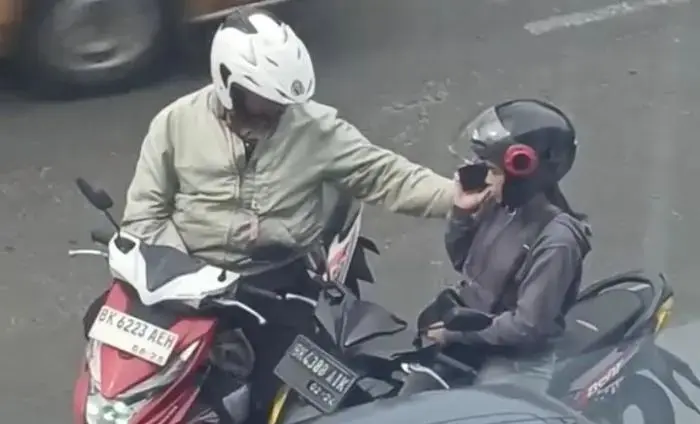 Aiptu Rudi Hartono, anggota Sat Lantas Polrestabes Medan ketahuan melakukan pungli terhadap pengendara motor
