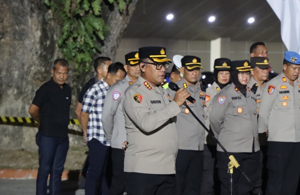 Kapolrestabes Medan, Kombes Pol Gidion Arif Setyawan pimpin apel.(ist)
