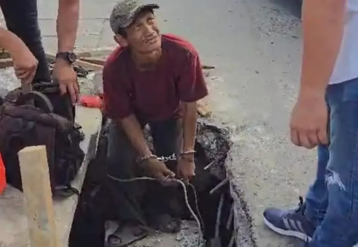 Rudianto Sibarani, pelaku rayap besi yang ditangkap petugas Polsek Medan Tembung.