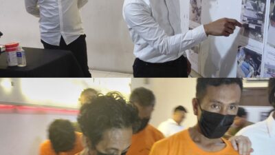 Poto atas, Kasat Reskrim Polrestabes Medan AKBP Bayu Putro Wijayanto didampingi Wakasat Reskrim, Kompol Ainul Yaqin memberikan penjelasan kepada awak media. Para pelaku. (saka)