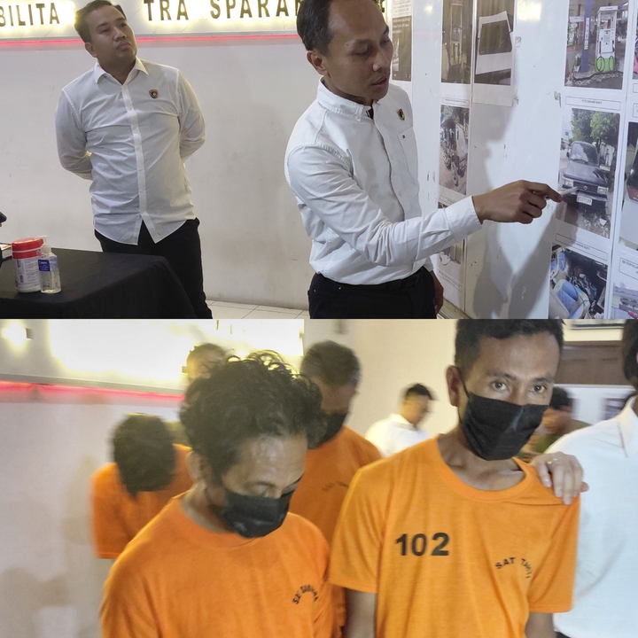 Poto atas, Kasat Reskrim Polrestabes Medan AKBP Bayu Putro Wijayanto didampingi Wakasat Reskrim, Kompol Ainul Yaqin memberikan penjelasan kepada awak media. Para pelaku. (saka)