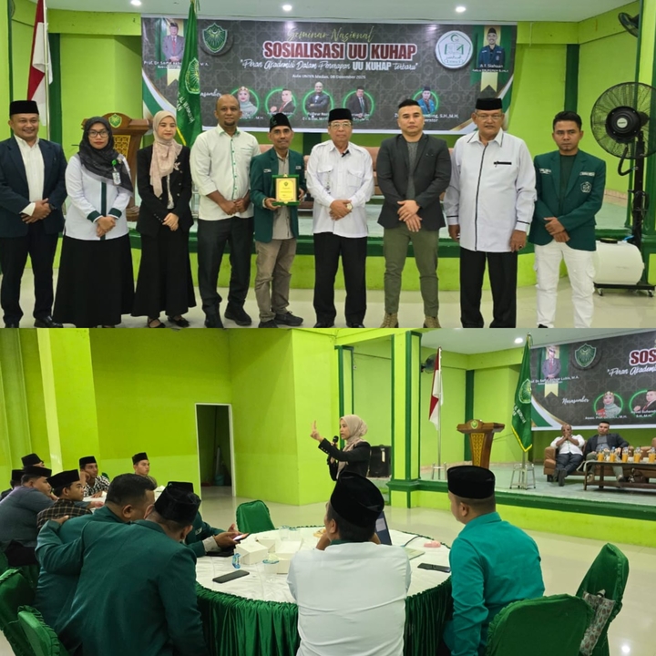 Poto atas, Rektor Univa, Prof, Dr, Syaiful Akhyar Lubis, MA, nara sumber dan peserta seminar poto bersama. Acara seminar. (ist)