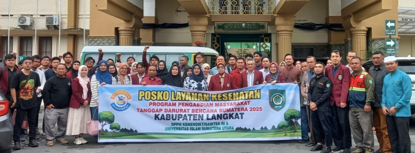 Tim Tanggap Darurat Korban Bencana Kabupaten Langkat dan Tapanuli Tengah UISU poto bersama.(humas)