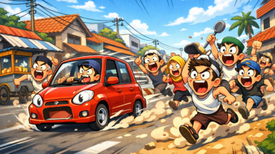 Ilustrasi mobil dikejar-kejar warga