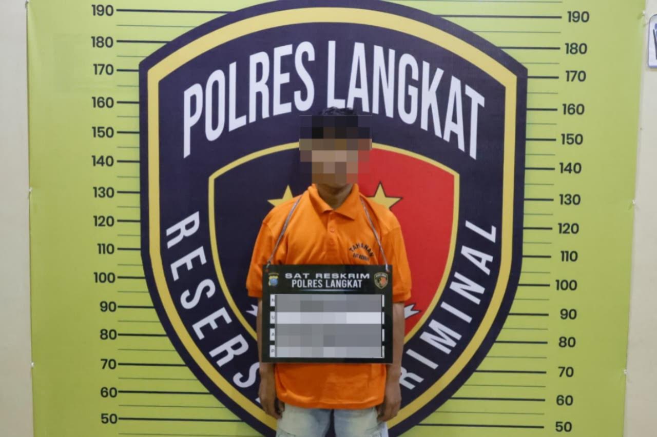 H, tersangka pelaku teror pelemparan mobil box di Stabat ditangkap petugas Polres Langkat.